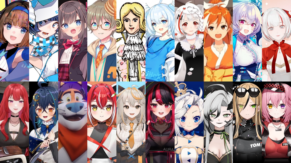 digital anime art, Hololive Vtubers Groups Photo, —W | Stable Diffusion